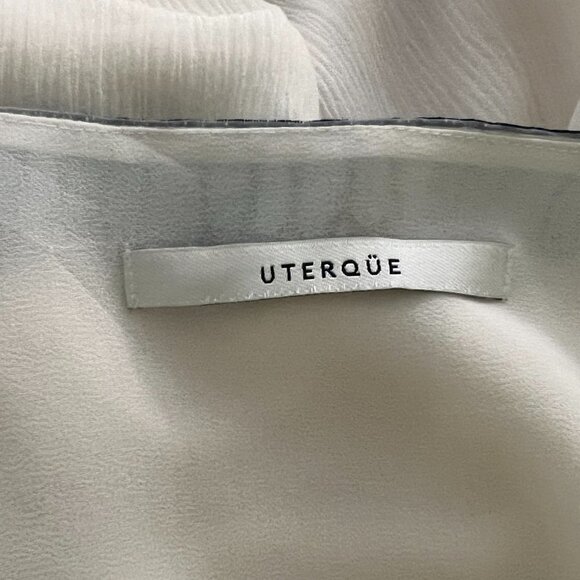 Uterque cream sequin neck and sleeves trims silk blouse size M - Picture 6 of 9